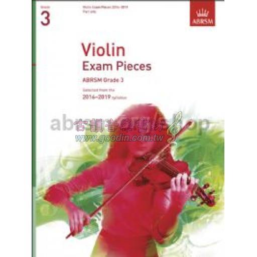 ABRSM 英國皇家 2016-2019 小提琴考試指定曲 Violin Exam Pieces 2016–2019,Grade 3, Part