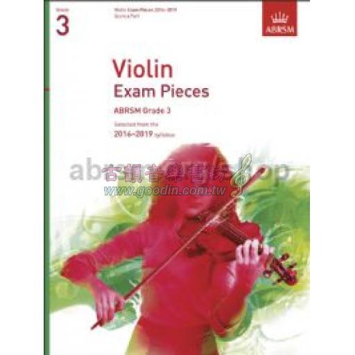 < 特價 >ABRSM 英國皇家 2016-2019 小提琴考試指定曲 Violin Exam Pieces 2016–2019,Grade 3, Score & Part