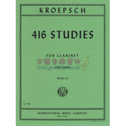 Kropsch 416 Studies: Volume III for Clarinet