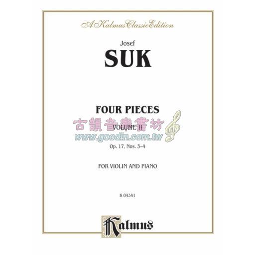 Suk Four Pieces, Volume II, Opus 17, Nos. 3 and 4 for Violin and Piano
