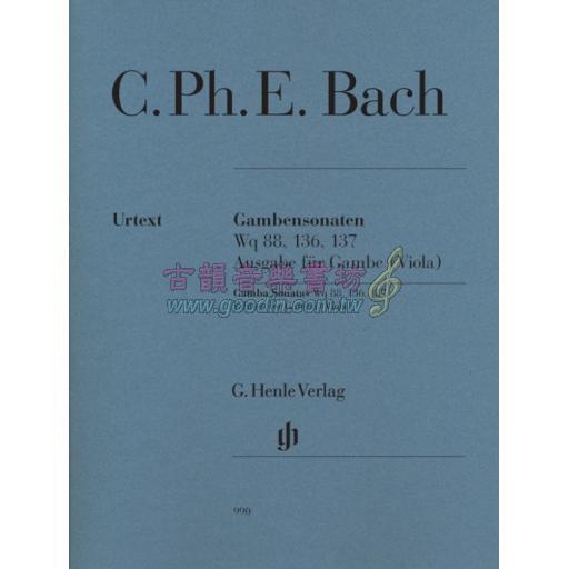 C.Ph.E. Bach Gamba Sonatas Wq 88, 136, 137, Edition for Gamba (Viola)