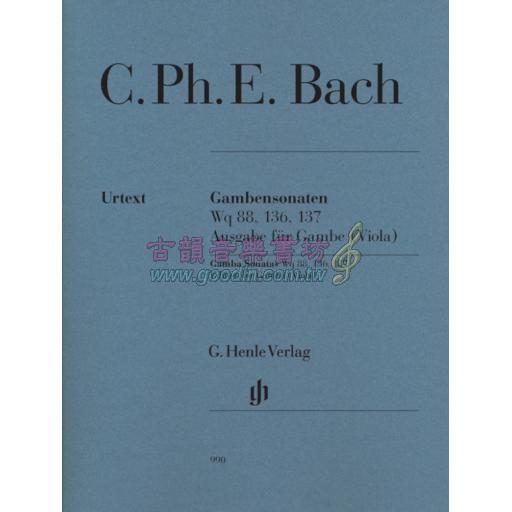 C.Ph.E. Bach Gamba Sonatas Wq 88, 136, 137, Edition for Gamba (Viola)