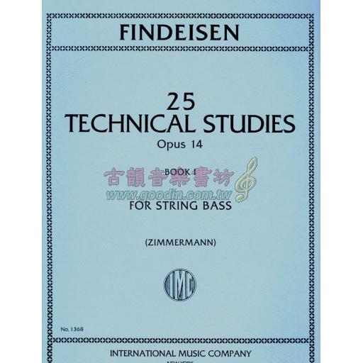 Findeisen 25 Technical Studies, Opus 14, Volume I for String Bass Solo