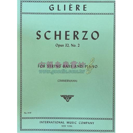 Gliere Scherzo, Opus 32, No. 2 (solo tuning) for String Bass and Piano