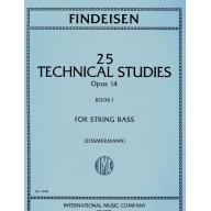 Findeisen 25 Technical Studies, Opus 14, Volume I for String Bass Solo