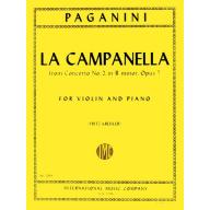 *Paganini La Campanella (The Bell), Opus 7 for Violin and Piano