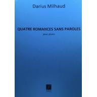 【特價】Darius Milhaud Quatre Romances sans paroles for Piano