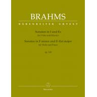 Brahms Sonatas in F Minor and E-flat Major Op. 120 for Viola and Piano