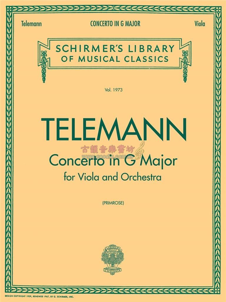 古韻社 GoodinMusik【Telemann Concerto in G Major for Viola and Orchestra HL50481381 9780793548729】