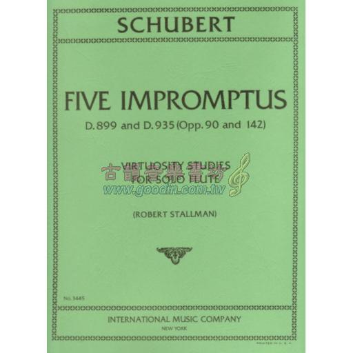 Schubert Five Impromptus, Opus 90, 91 for Flute Solo