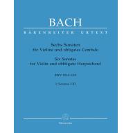 Bach, Six Sonatas for Violin and obbligato Harpsic...