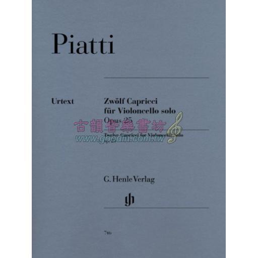 Piatti, 12 Capricci op. 25 for Violoncello solo