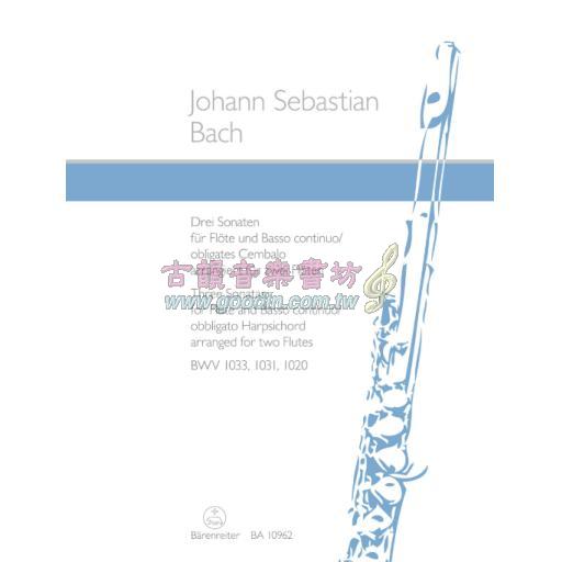 Bach, Three Sonatas for Flute BWV1033,1031,1020  