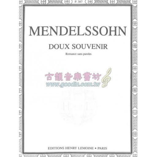 Mendelssohn, Doux Souvenir for Piano