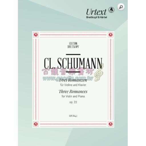 Clara Schumann 3 Romances Op.22 for Violin 